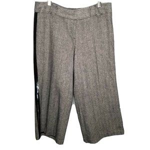 Ann Taylor LOFT Marisa Cropped Pants Sz 8 Black White Herringbone Sequin Sides